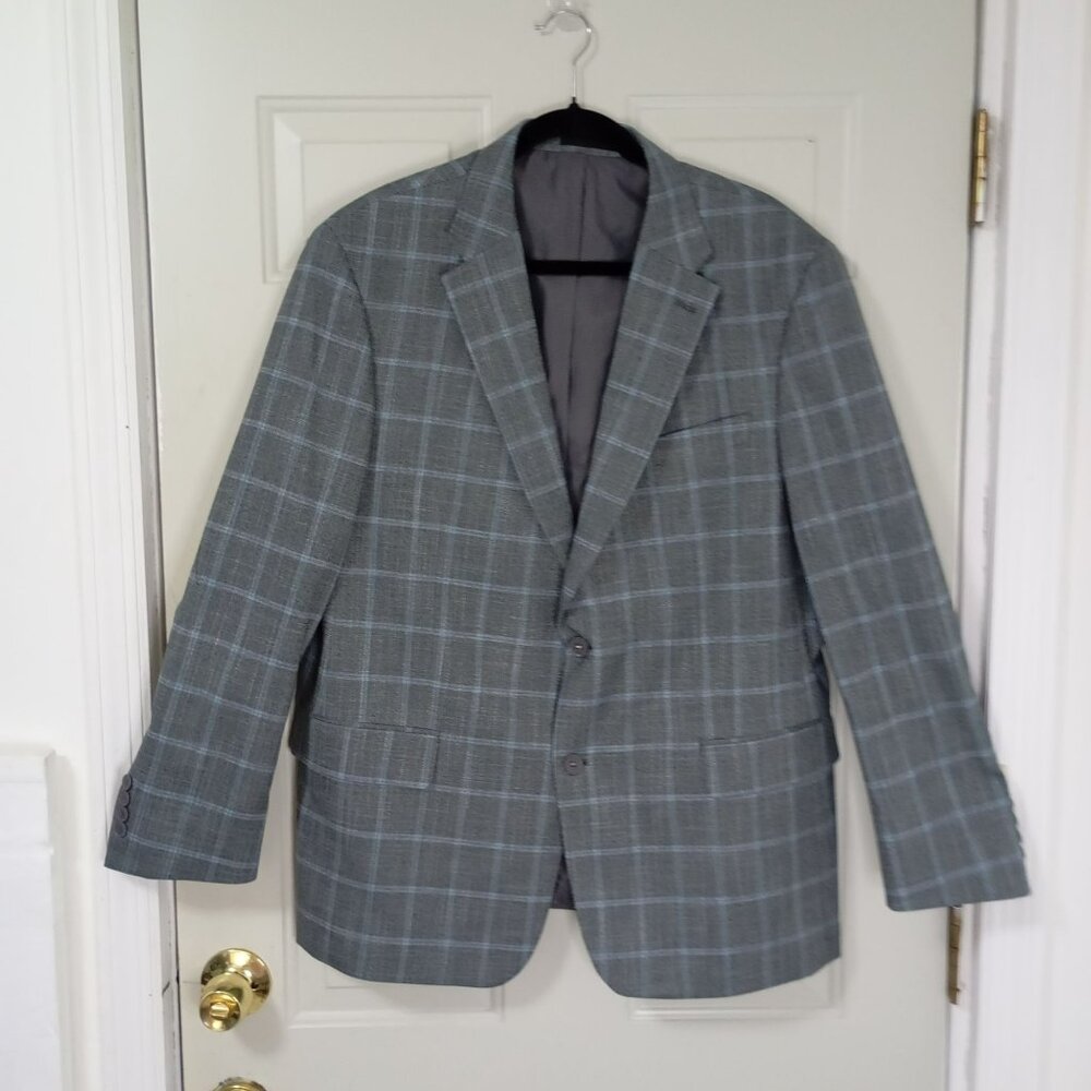 Michael Strahan Collection Blazer Mens Grey Plaid Sport Coat Modern Fit 46R - Picture 2 of 10
